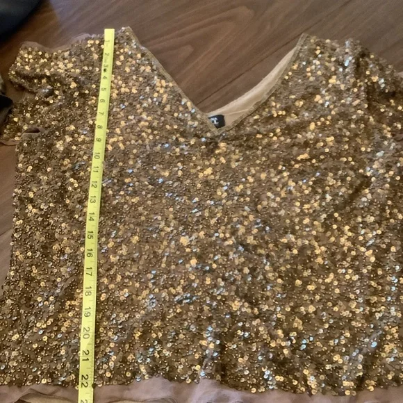 Adrianna Papell Boutique Copper Sequin Silk Top Women’s 2X Plus Size - Picture 5 of 11